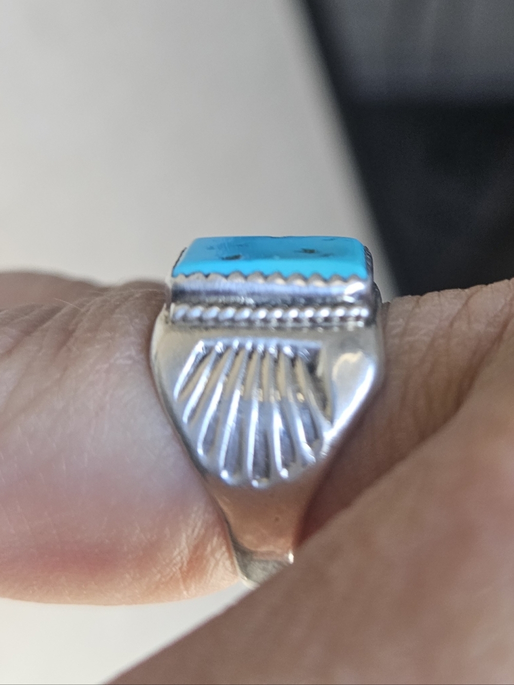 Sterling Silver Turquoise Statement Ring - Size 9.25 - Picture 2 of 6